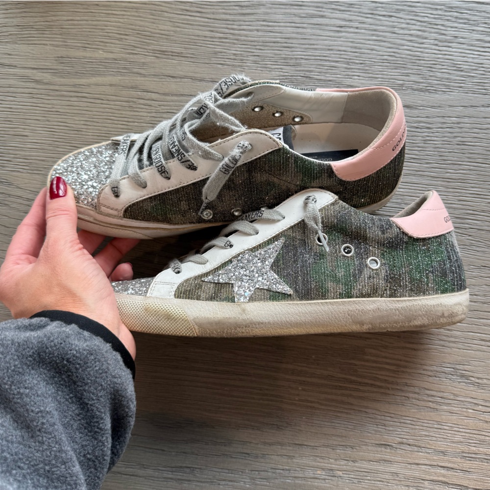 Golden Goose Camouflage Glitter Sneakers